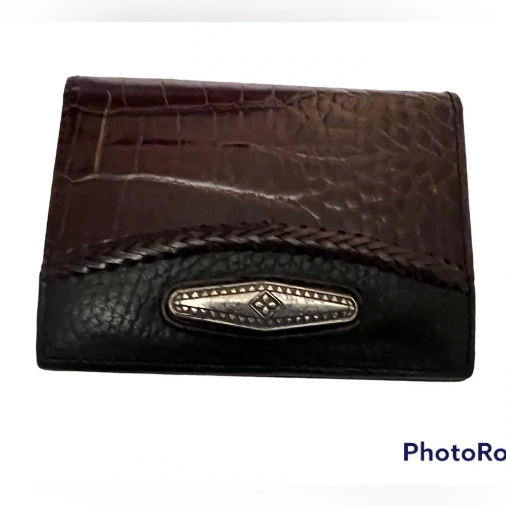 BRIGHTON LEATHER BROWN BLACK FOLD WALLET